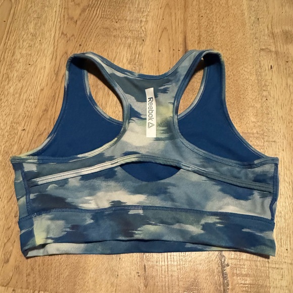 Reebok Girl's Thrive Long Line Camo Print Sports Bra Blue & Green Size 14/16 XL - Picture 4 of 7